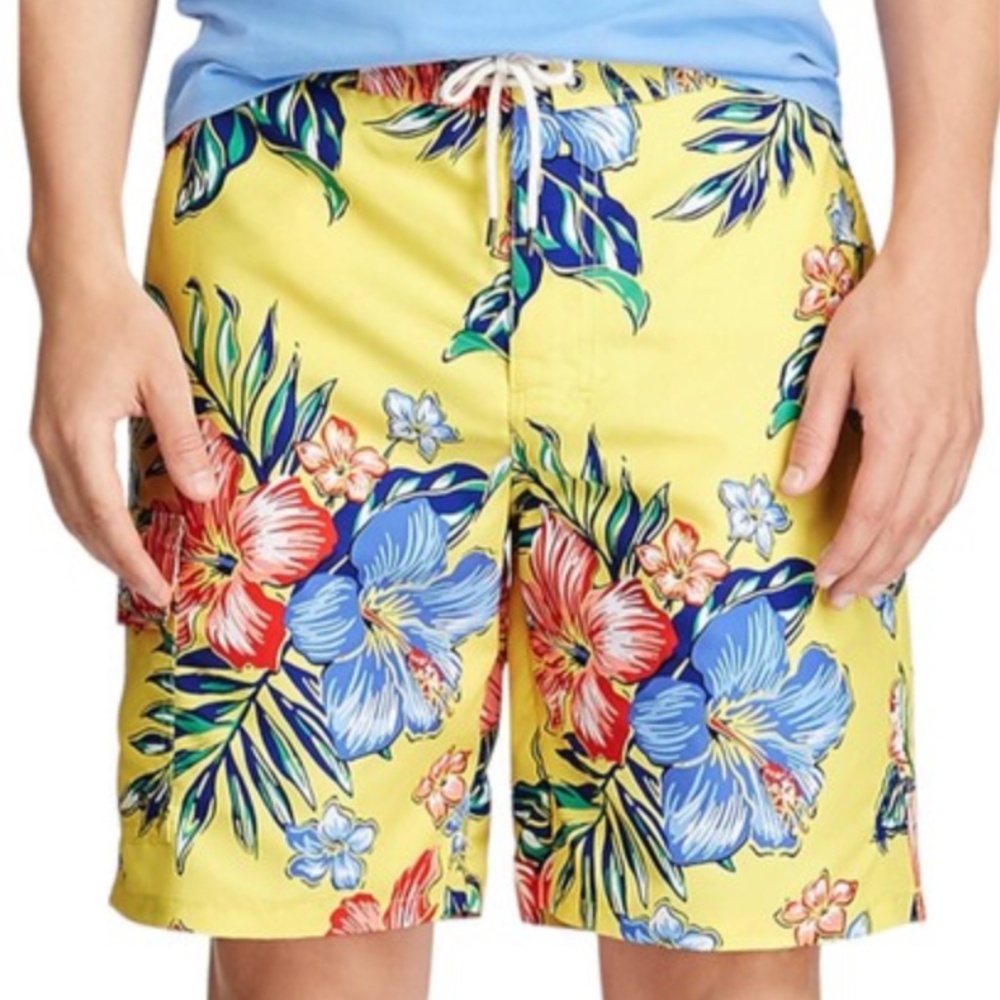 Polo Ralph Lauren Kailua Swim Trunks Hawaiian Floral Print Large